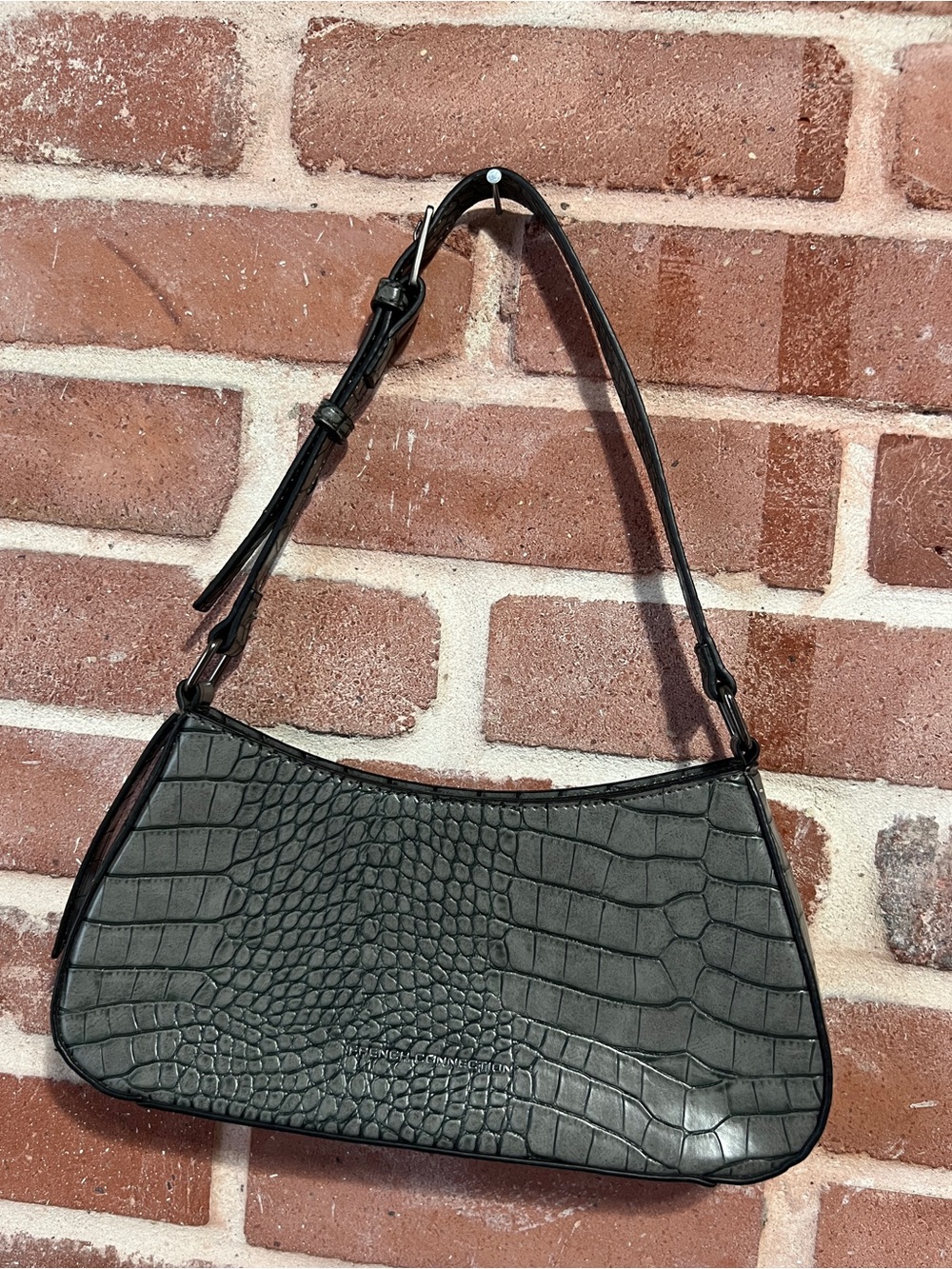 French Connection Croc-Embossed Shoulder Bag